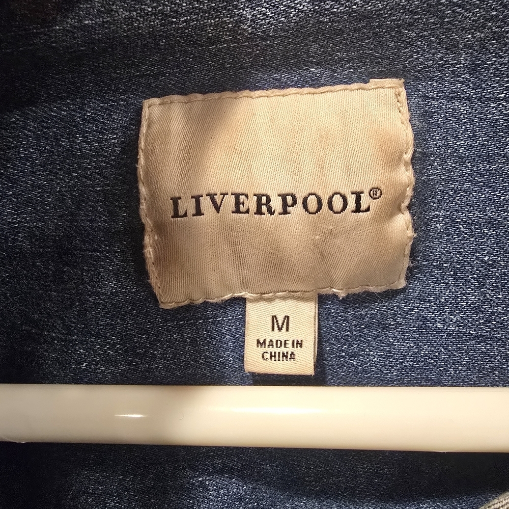 Liverpool Jeans Company Women’s Denim Jacket Blue Button Front Size M - Picture 5 of 12